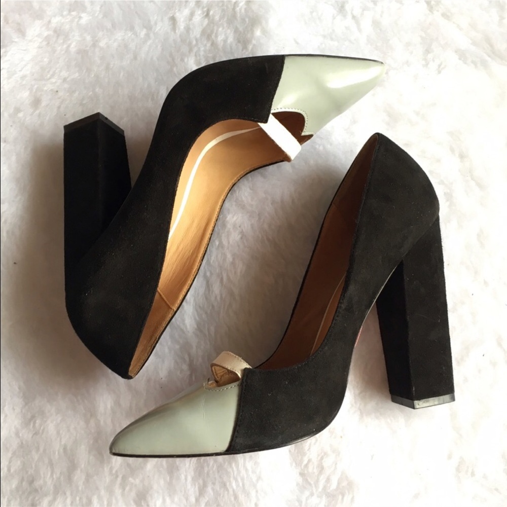 Gray and black LAMB heels